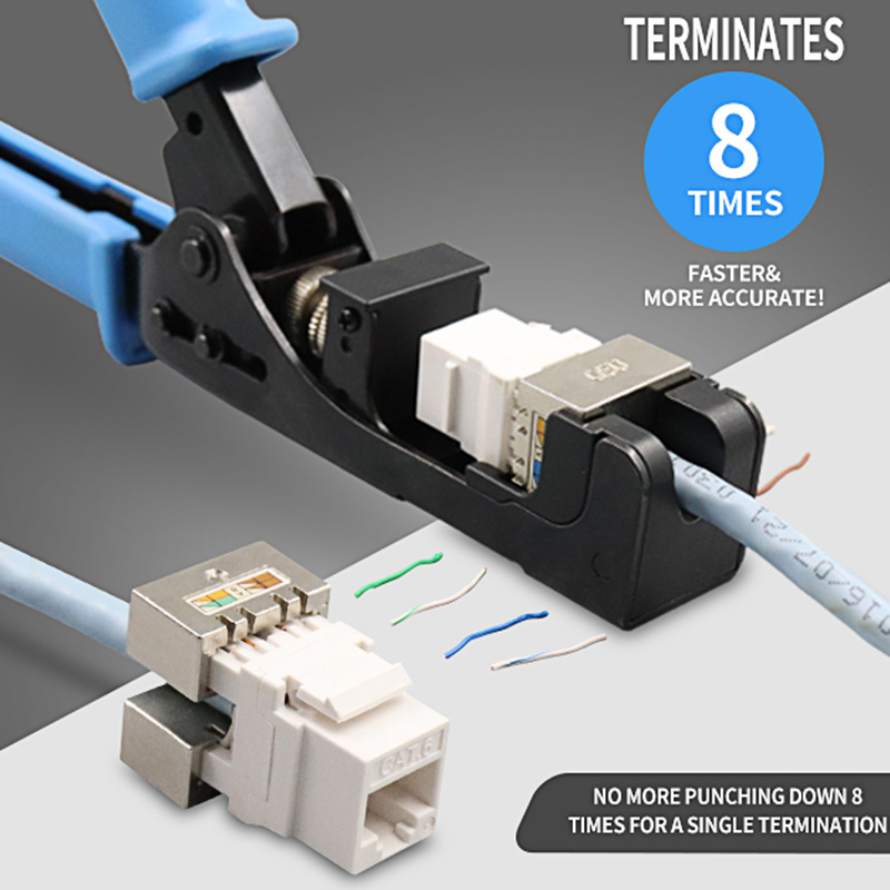 RJ45 Keystone Jack Punch Down Penamatan Kelajuan untuk 180 darjah PX-T-DS